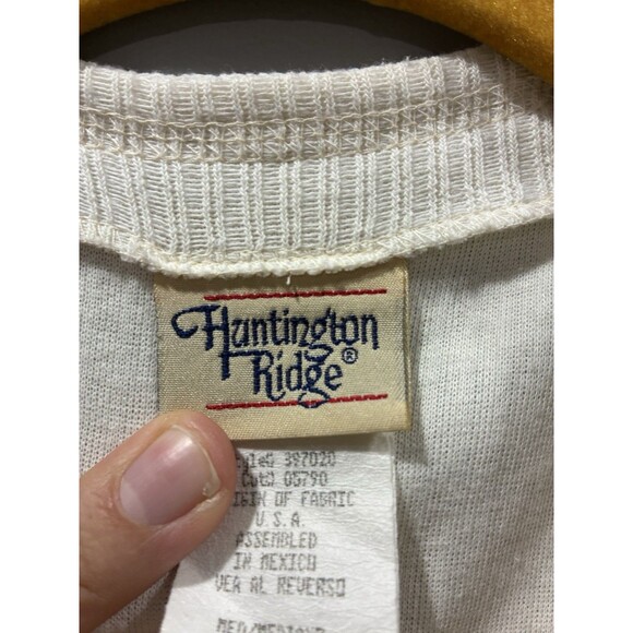 Vintage Huntington Ridge Cream Rib Knit Cardigan Jacket Medium Button Front - Picture 6 of 8